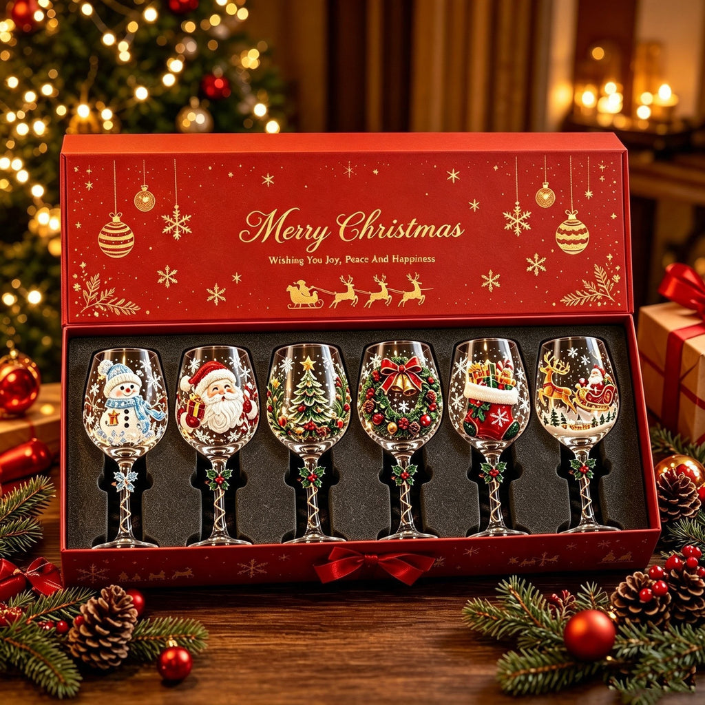🎄✨ 3D Christmas Glass Art Cup | Luxury Raised Holiday Glassware for Drinks, Decor & Christmas Gifts 🎁