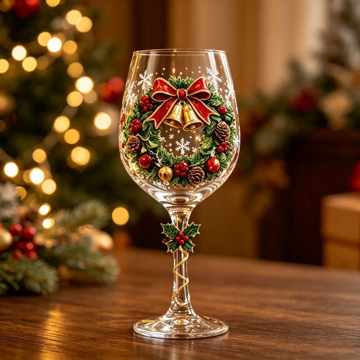🎄✨ 3D Christmas Glass Art Cup | Luxury Raised Holiday Glassware for Drinks, Decor & Christmas Gifts 🎁