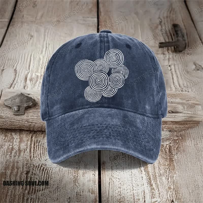 Sea Waves Ripples Japanese Lino Art Print Washed Cap