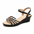 Women's Rhinestone Roman Sandals – Elegant Low Heel Summer Fashion Shoes