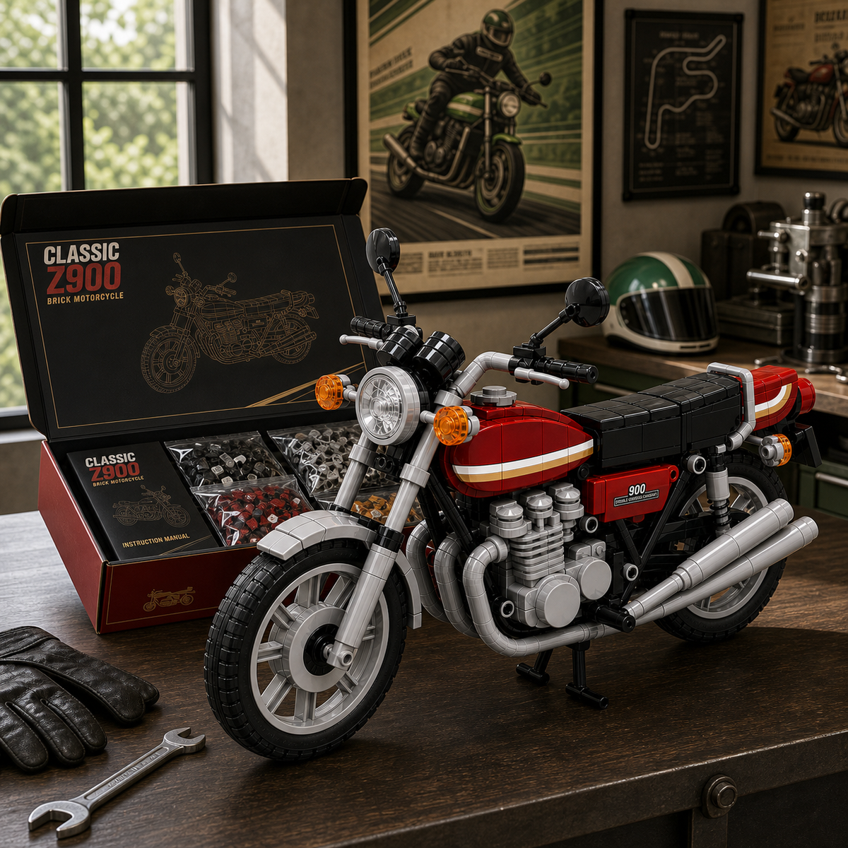 Classic Z900 Vintage Motorcycle Building Block Set🏍️