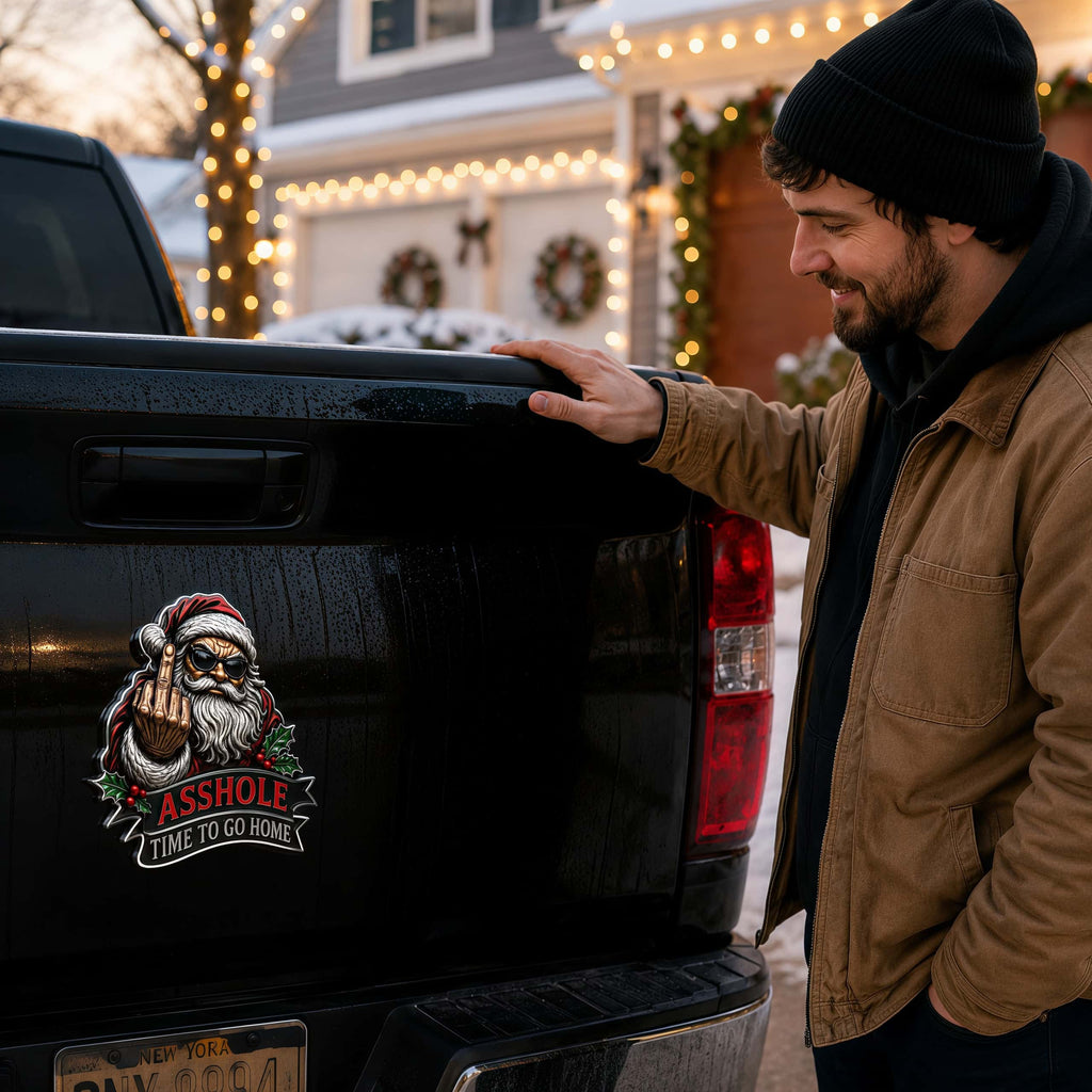 🎅Rebel Santa – Time to Go Home Metal Car Emblem