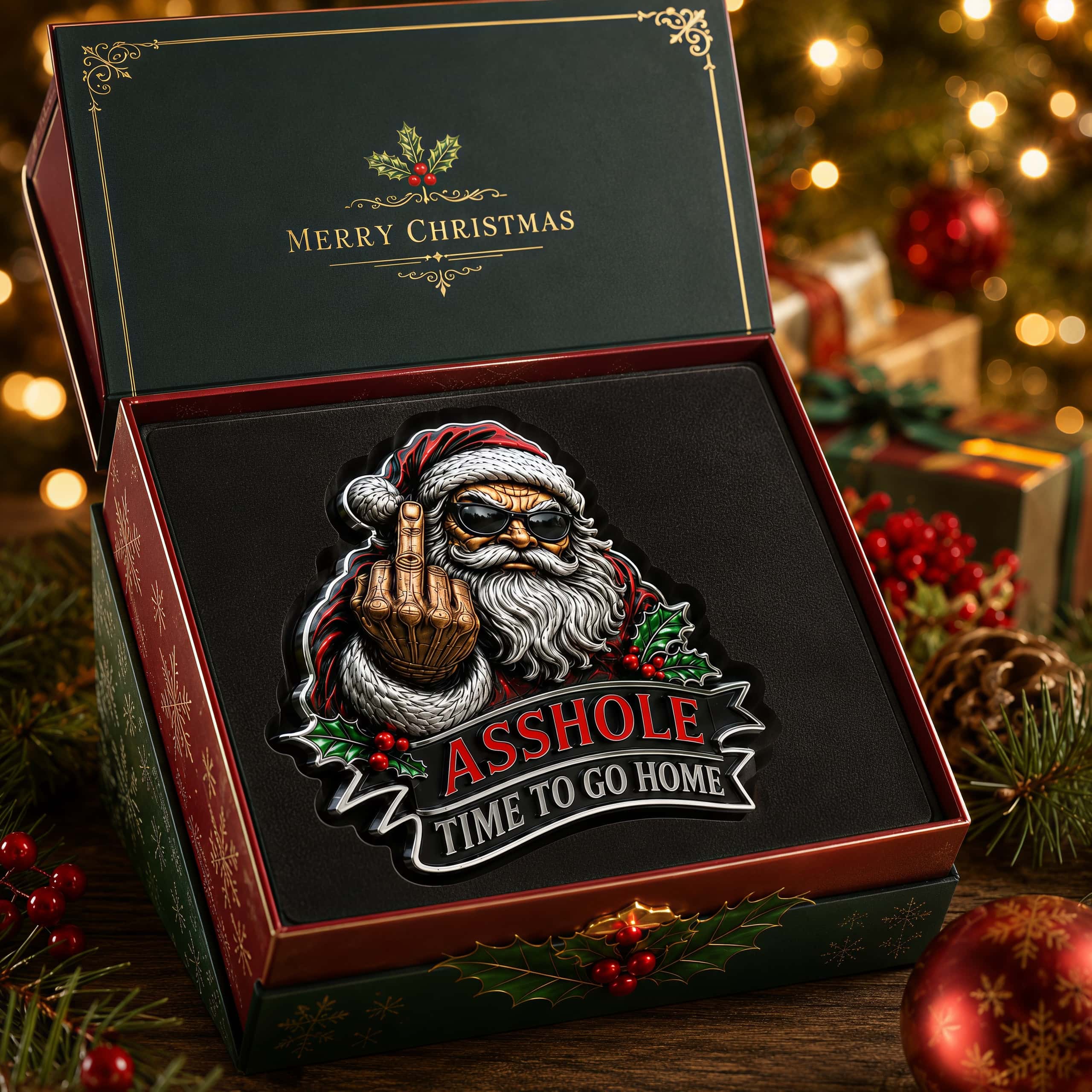 🎅Rebel Santa – Time to Go Home Metal Car Emblem