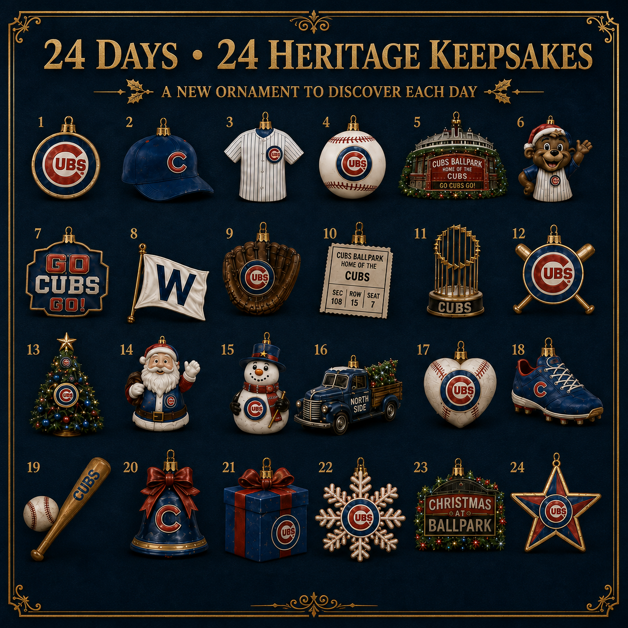 🎄 Go North Side Go! Baseball Christmas Advent Calendar