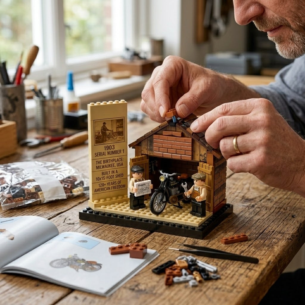 🏍️1903 The Birthplace Garage Motorcycle Brick Set – Historic Freedom Build
