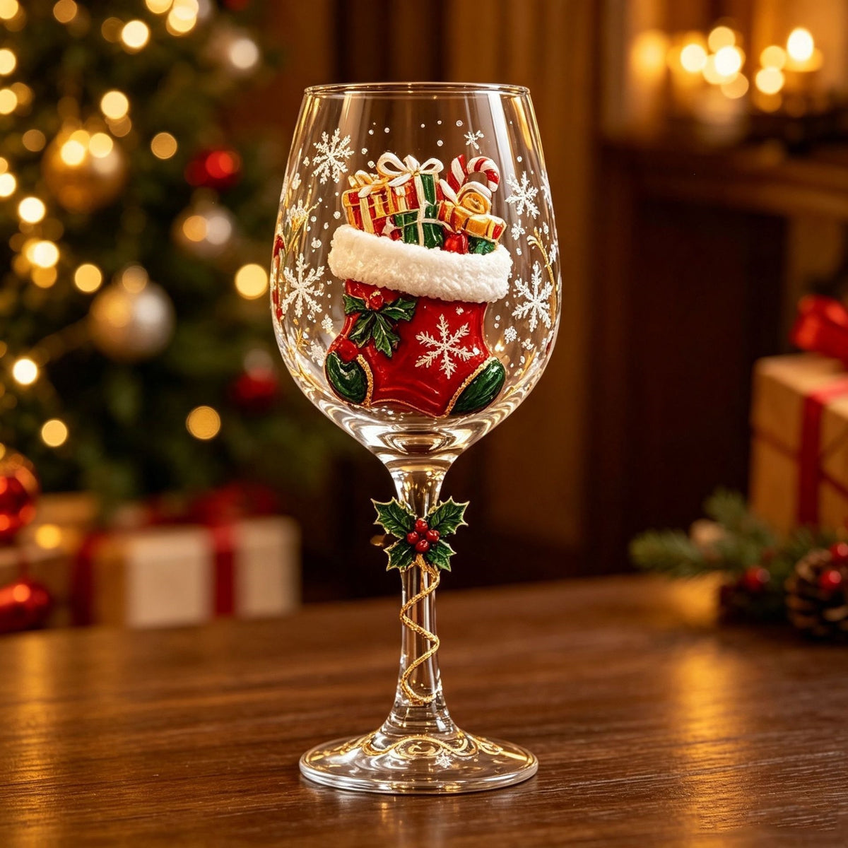 🎄✨ 3D Christmas Glass Art Cup | Luxury Raised Holiday Glassware for Drinks, Decor & Christmas Gifts 🎁