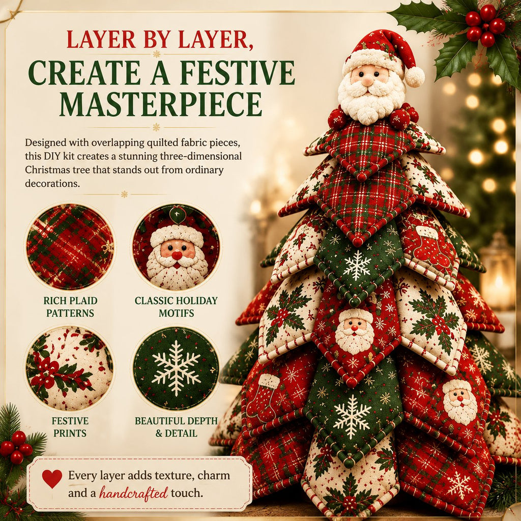 🎄LAST DAY 50% OFF - 🎄🧵DIY Quilted Christmas Tree Kit – Handmade Fabric Holiday Tabletop Tree Decor