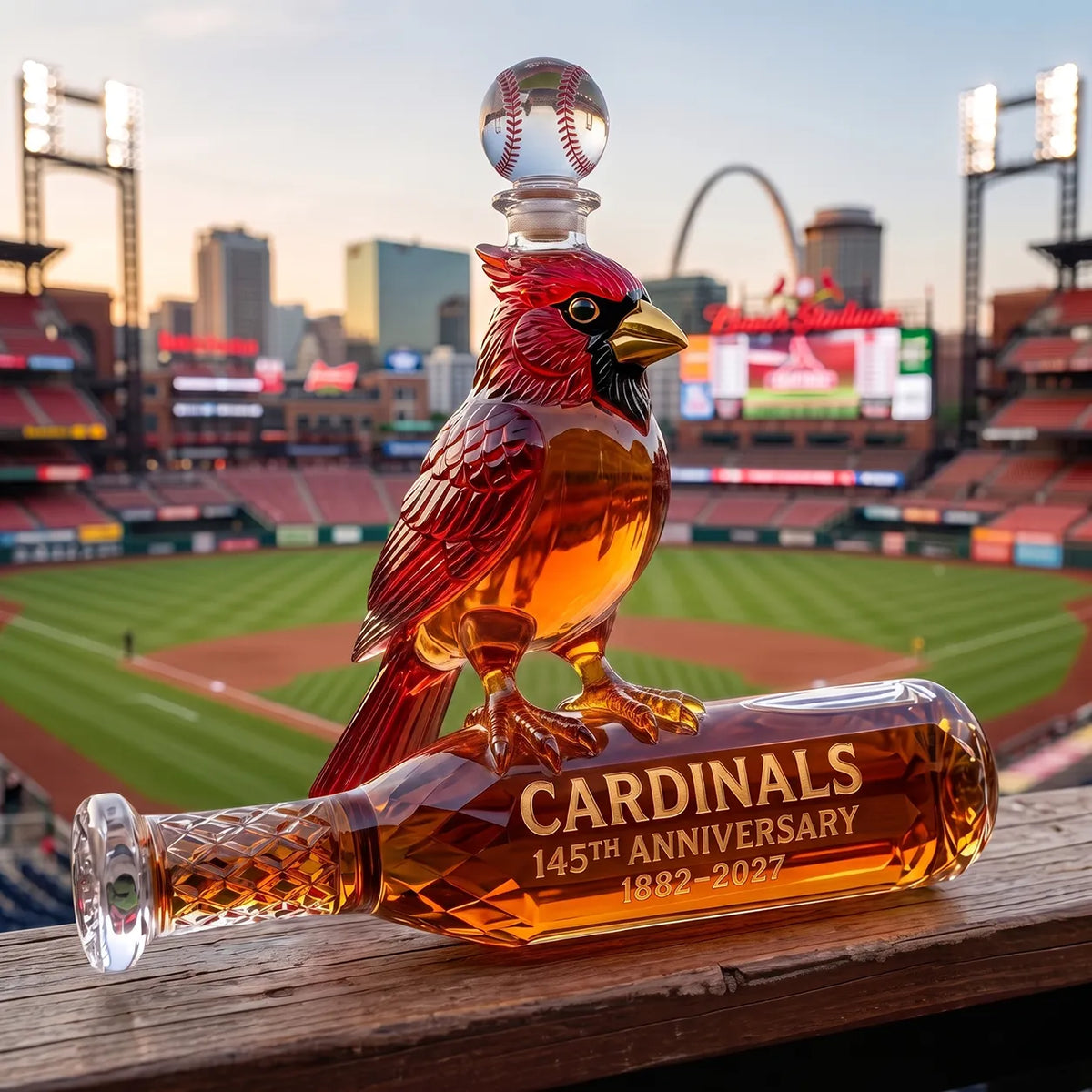 Cardinals 145th Anniversary Whiskey Bottle