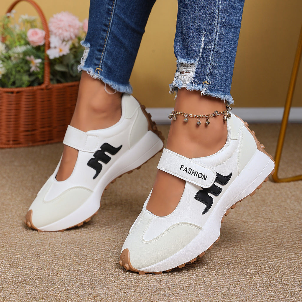 Mary Jane Hook-and-Loop Casual Sneakers with Built-In Arch Support & Convenient Slip-On Wear