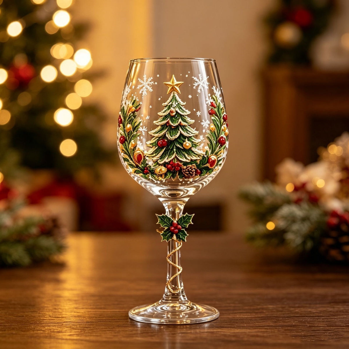 🎄✨ 3D Christmas Glass Art Cup | Luxury Raised Holiday Glassware for Drinks, Decor & Christmas Gifts 🎁