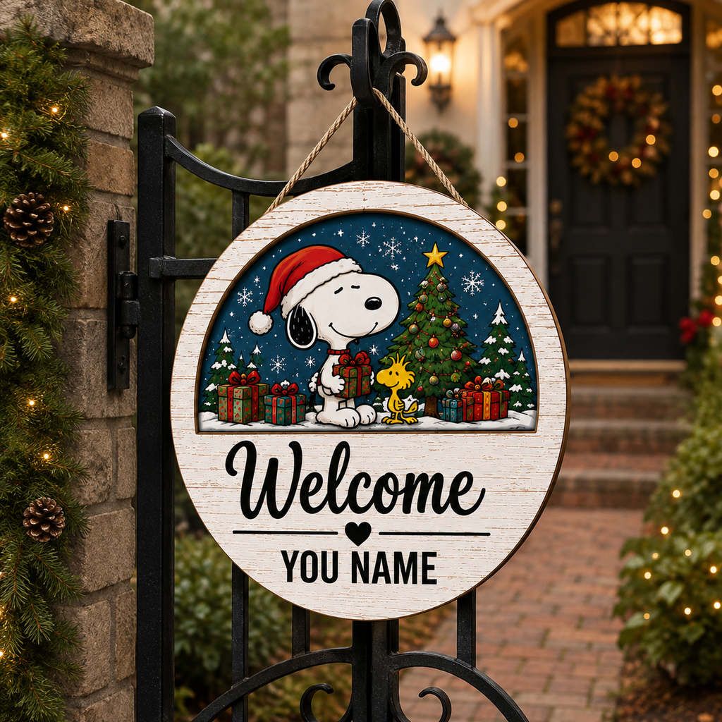 Snoopy & Woodstock Personalized Interchangeable Welcome Sign