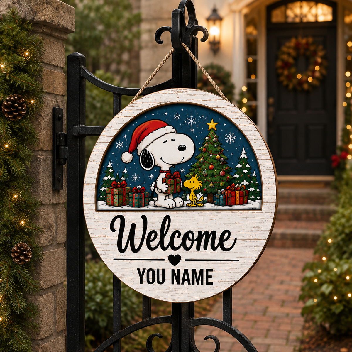 Snoopy & Woodstock Personalized Interchangeable Welcome Sign