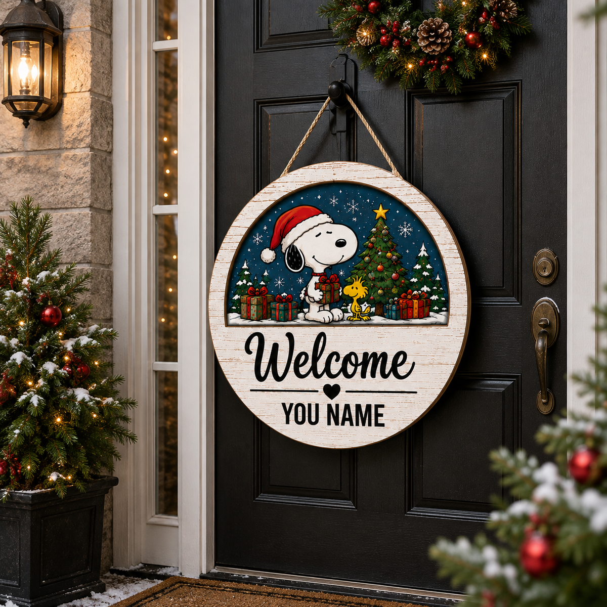 Snoopy & Woodstock Personalized Interchangeable Welcome Sign