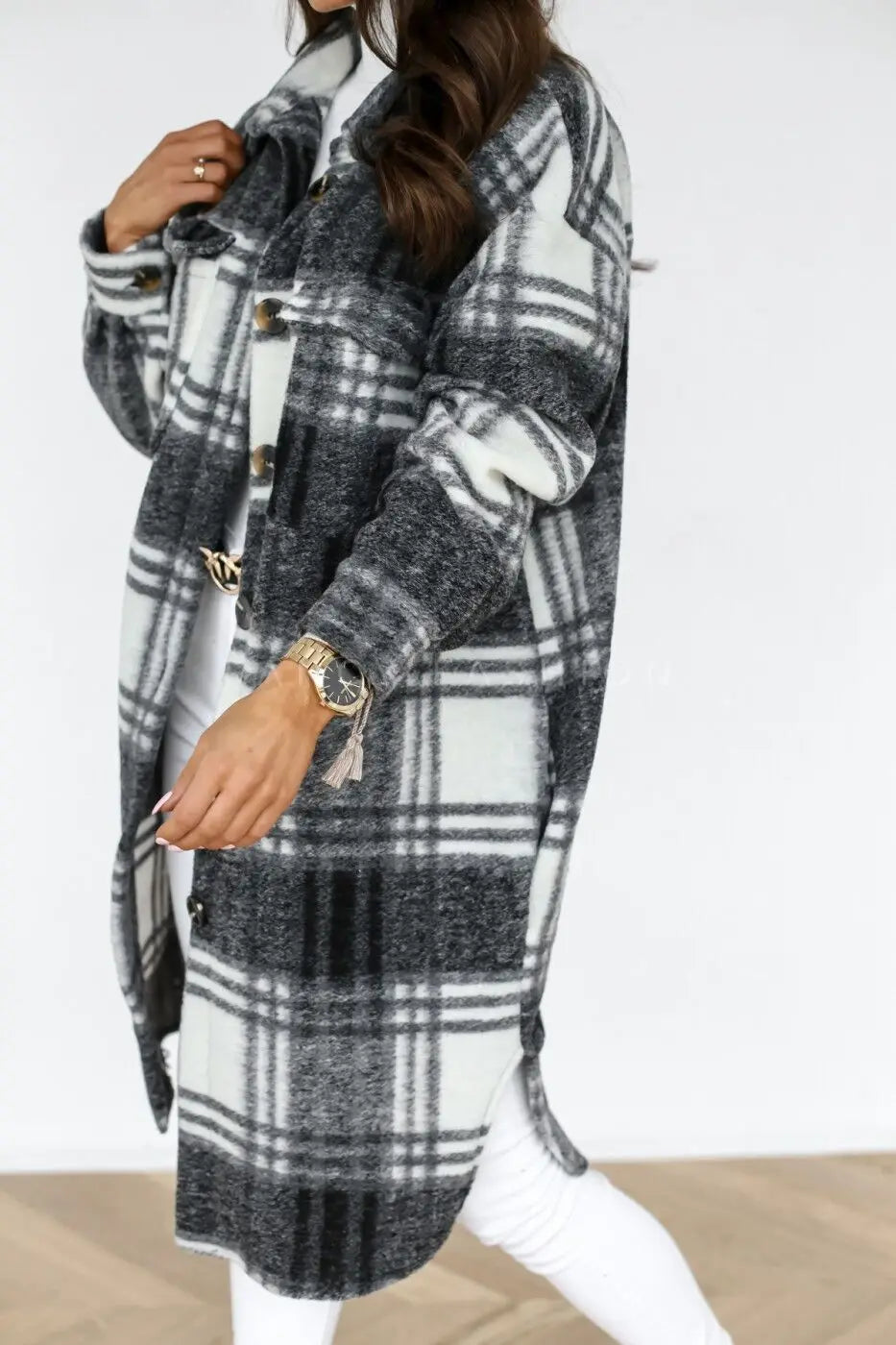 Elmwood Plaid Button Down Coat