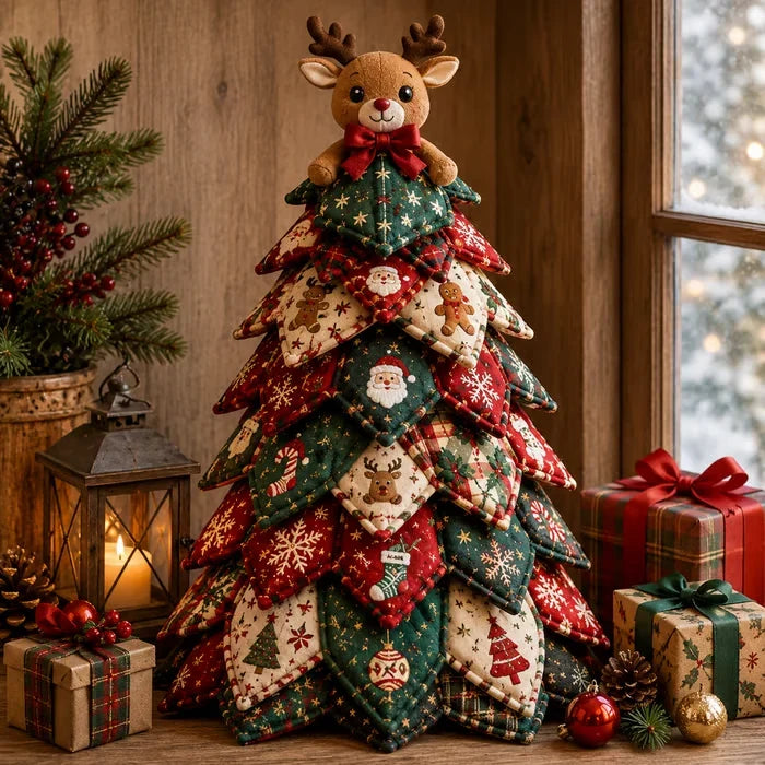 🎄LAST DAY 50% OFF - 🎄🧵DIY Quilted Christmas Tree Kit – Handmade Fabric Holiday Tabletop Tree Decor