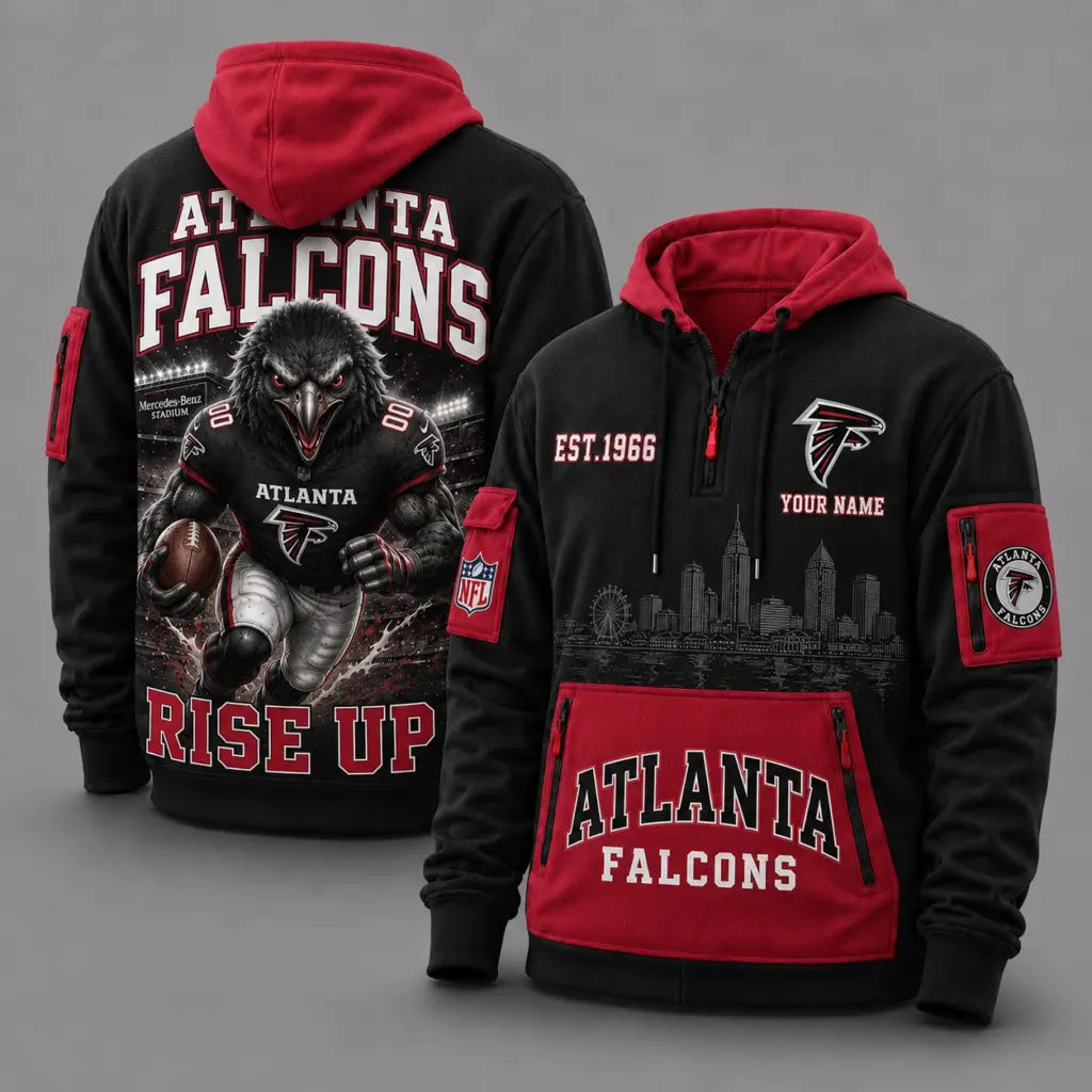 Atlanta Falcons Mascot Personalized Half-Zip Hoodie