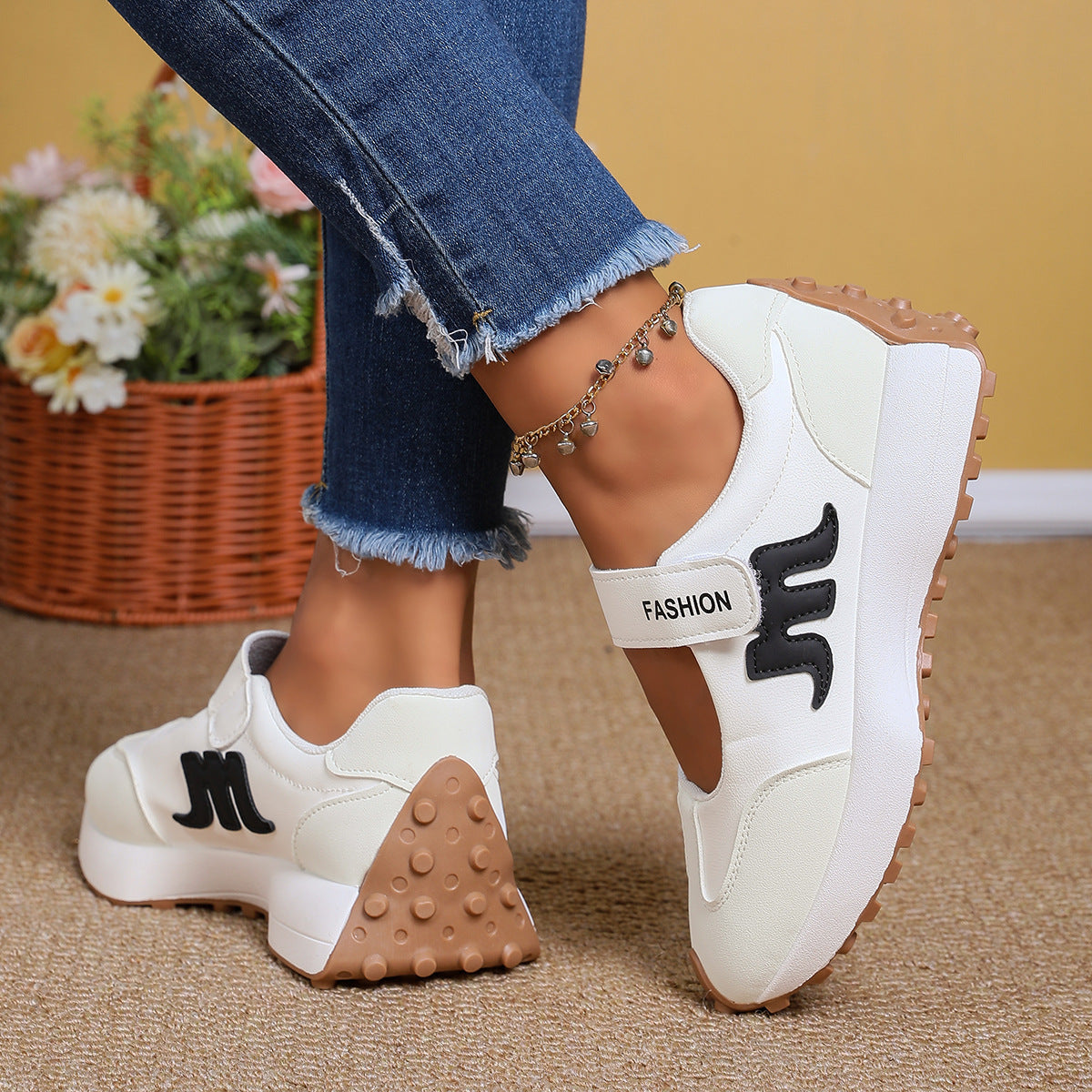 Mary Jane Hook-and-Loop Casual Sneakers with Built-In Arch Support & Convenient Slip-On Wear