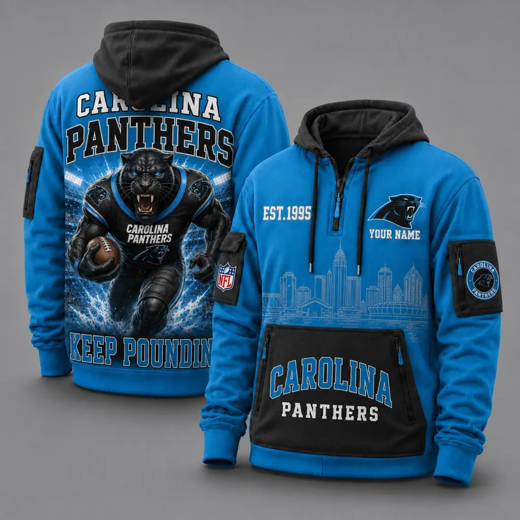 Carolina Panthers Mascot Personalized Half-Zip Hoodie