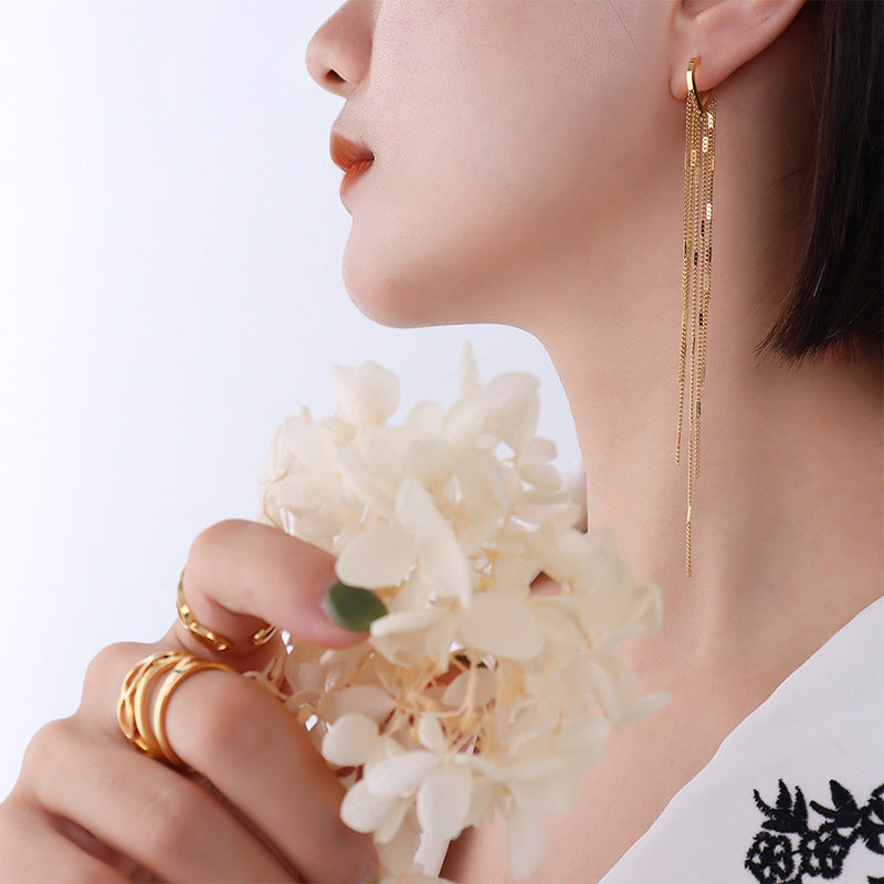 Skinny Chain Tassel Earings