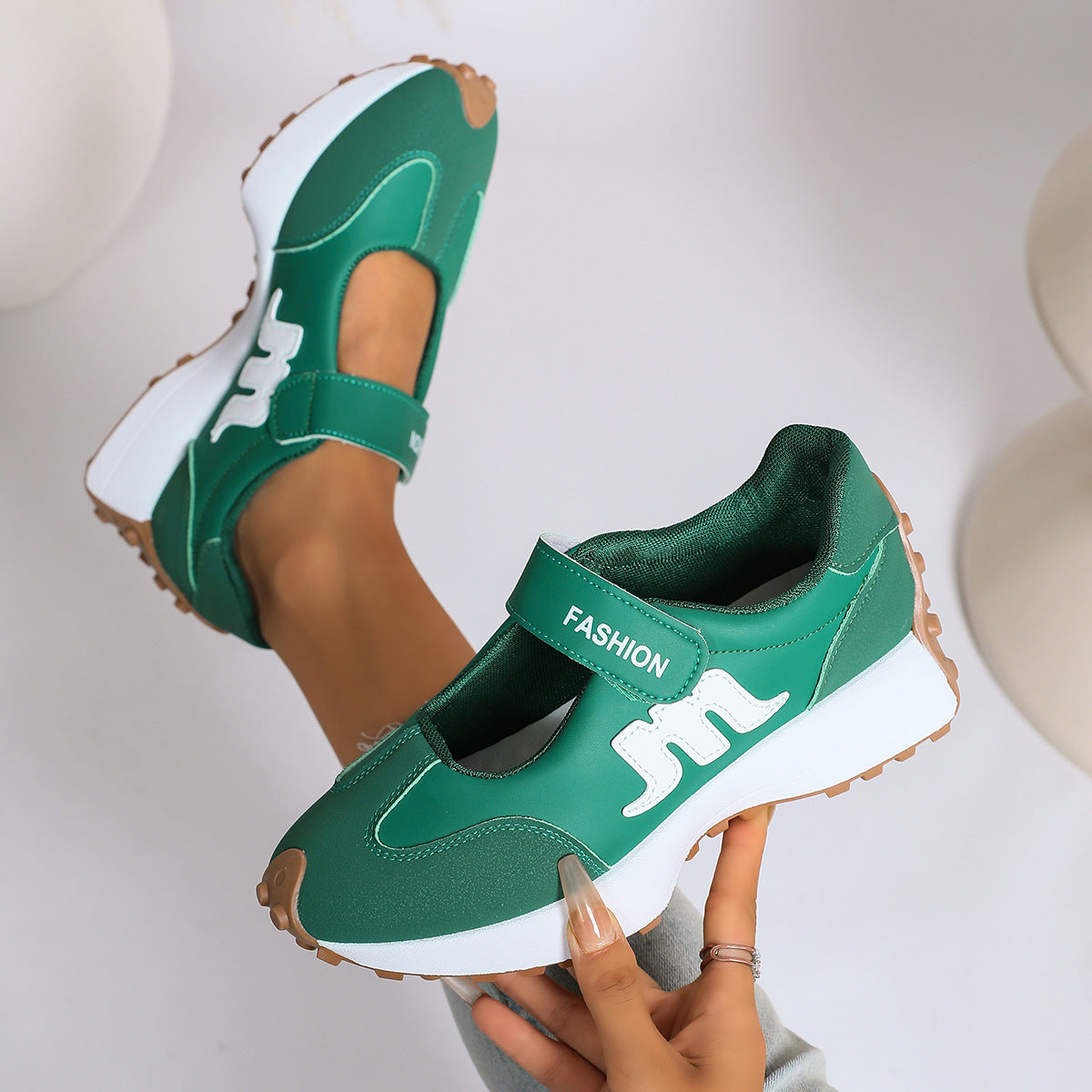 Mary Jane Hook-and-Loop Casual Sneakers with Built-In Arch Support & Convenient Slip-On Wear