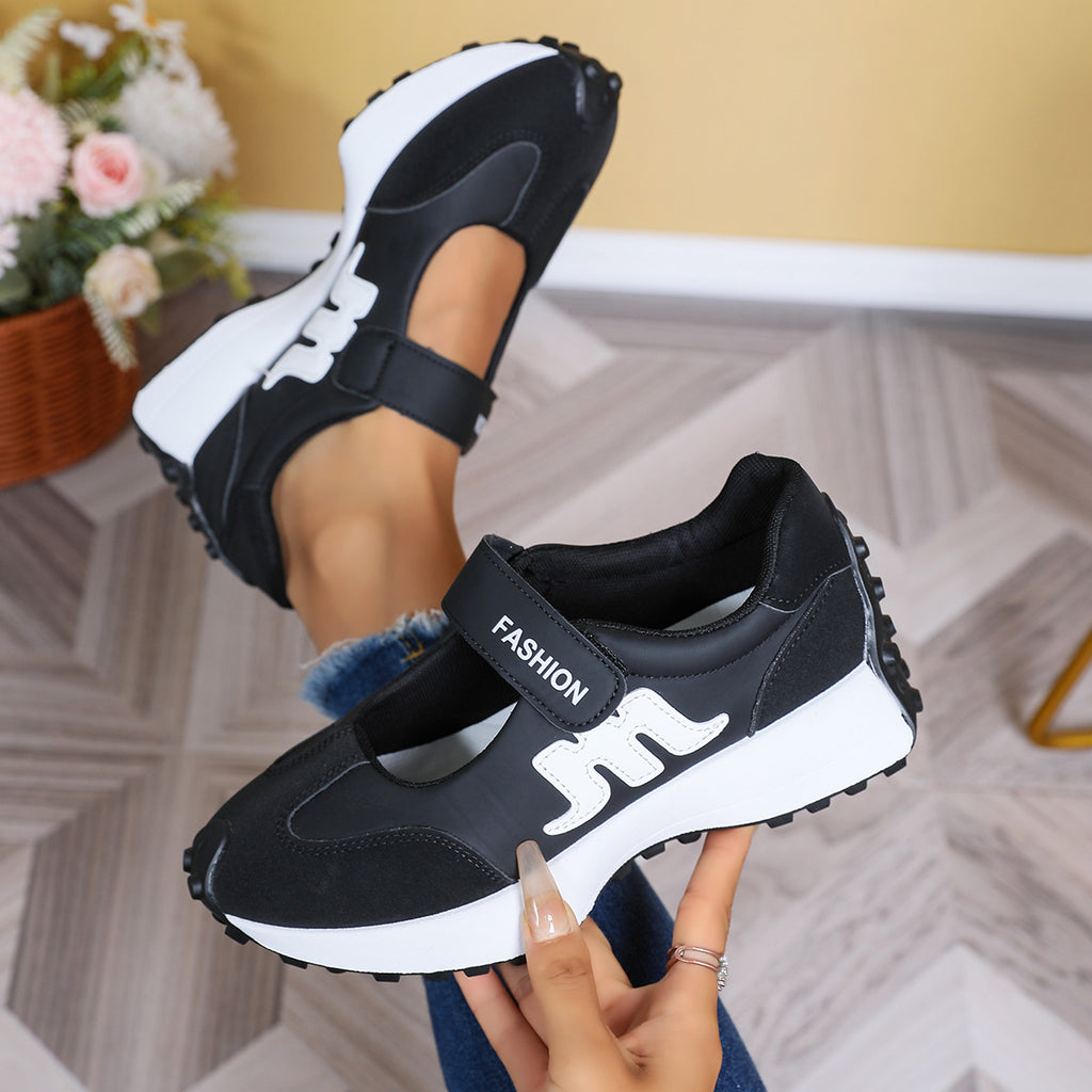 Mary Jane Hook-and-Loop Casual Sneakers with Built-In Arch Support & Convenient Slip-On Wear