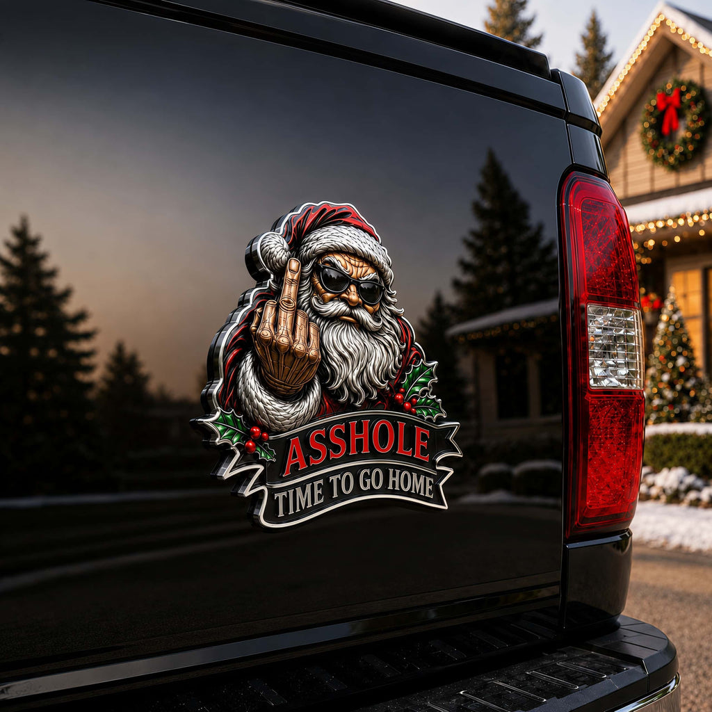 🎅Rebel Santa – Time to Go Home Metal Car Emblem