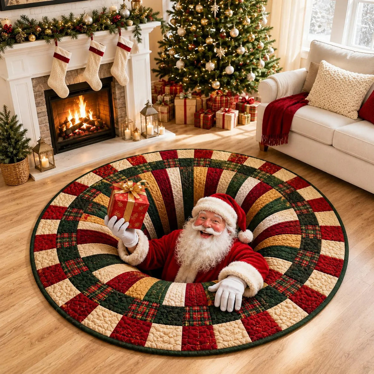 Santa Claus Christmas Round Rug