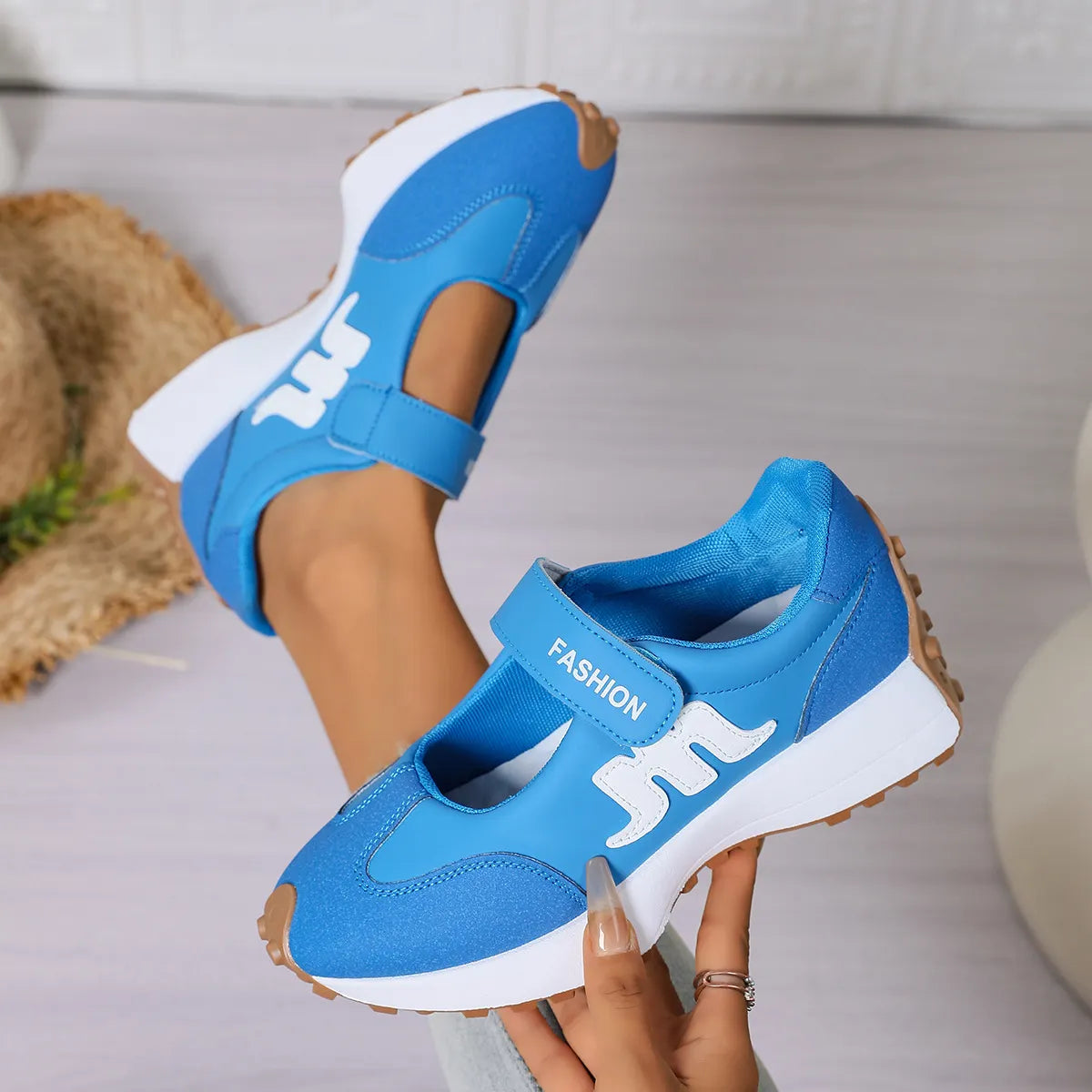 Mary Jane Hook-and-Loop Casual Sneakers with Built-In Arch Support & Convenient Slip-On Wear