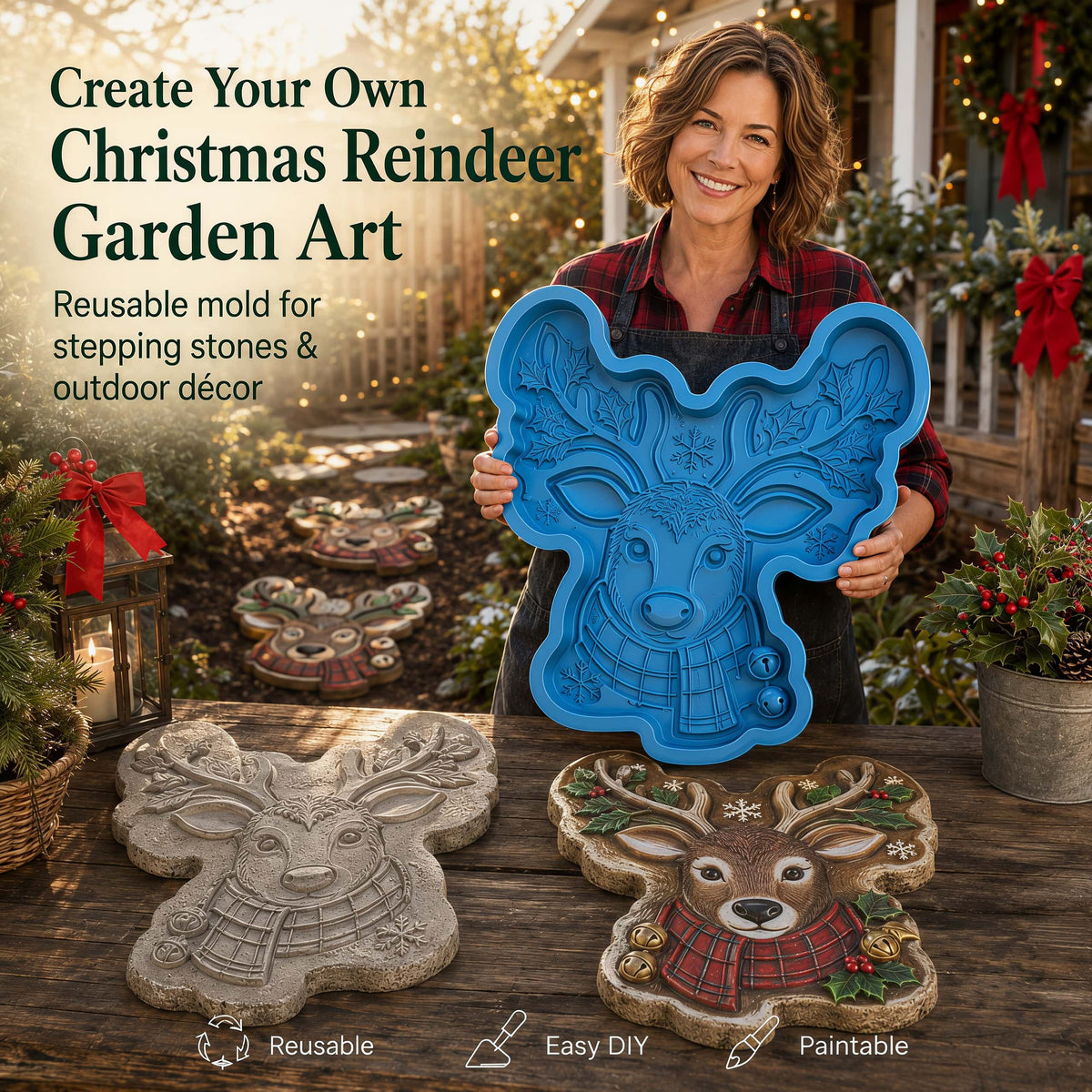 🌲 Reusable Christmas Theme Garden Art Mold – Make Your Garden Truly One of a Kind