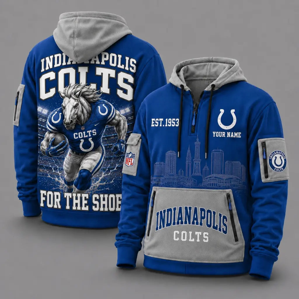 Indianapolis Colts Mascot Personalized Half-Zip Hoodie