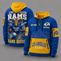 Los Angeles Rams Mascot Personalized Half-Zip Hoodie