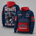 New England Patriots Mascot Personalized Half-Zip Hoodie