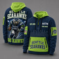 Seattle Seahawks Mascot Personalized Half-Zip Hoodie