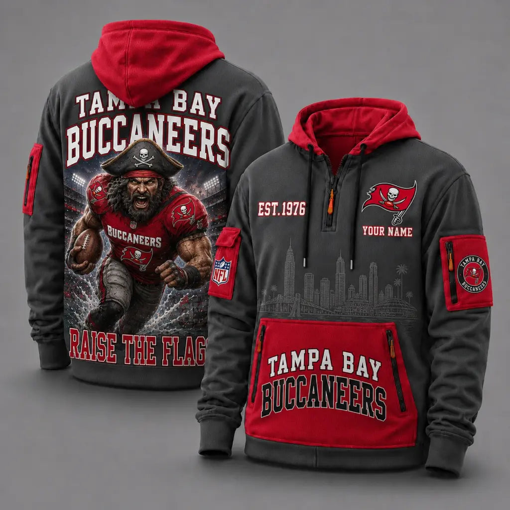Tampa Bay Buccaneers Mascot Personalized Half-Zip Hoodie